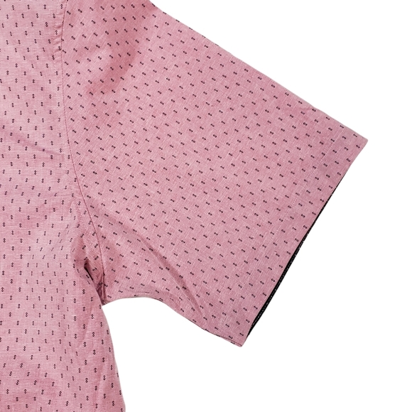 Craft & Flow Pink Navy Blue Flip Cuff Button Up Shirt XL Short Sleeve Casual NWT - Picture 4 of 12